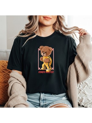 herkesemoda Kungfu Master Baskı Detaylı Basic T-Shirt