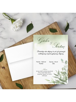 Seyhan Davetiye Beyaz Zarflı Davetiye Düğün - Nişan - Kına - Nikah (500ADET)