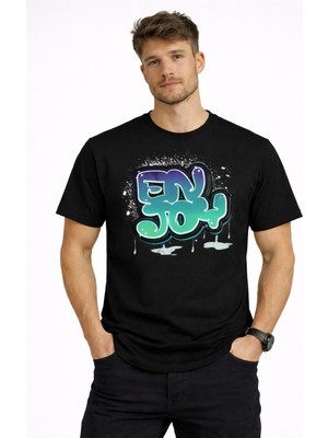 herkesemoda Enjoy Yazı Detaylı Basic  Erkek T-Shirt