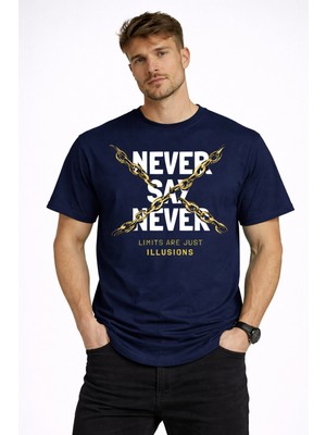 herkesemoda Never Say Detaylı Basic T-Shirt