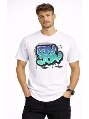 herkesemoda Enjoy Yazı Detaylı Basic  Erkek T-Shirt