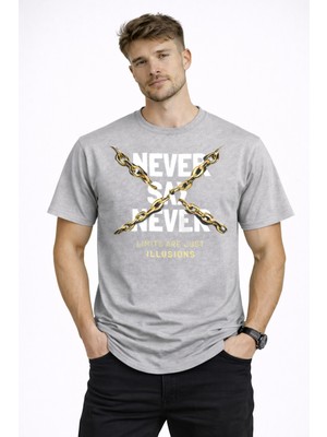 herkesemoda Never Say Detaylı Basic T-Shirt
