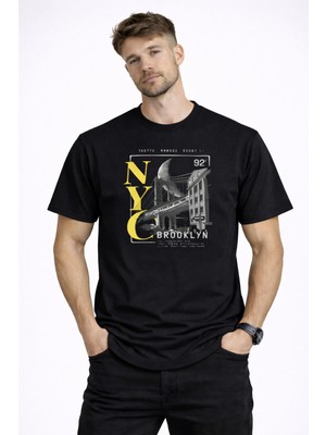 herkesemoda Nyc Brooklyn Detaylı Basic T-Shirt