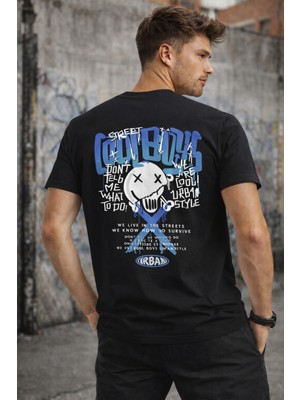 herkesemoda Arka Yazı Detaylı Basic T-Shirt