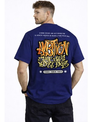 herkesemoda Ön ve Arka  Yazı Detaylı Basic T-Shirt