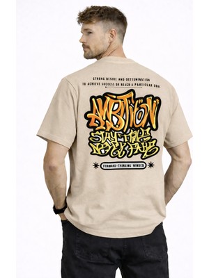 herkesemoda Ön ve Arka  Yazı Detaylı Basic T-Shirt