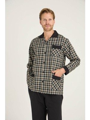 Purificado Yeni Sezon Apaj Yaka Ekose Desenli Erkek Pijama Takımı