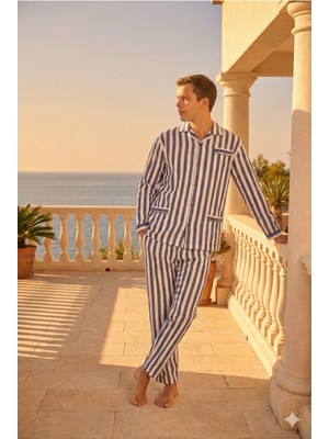 Kly %65 Pamuk Yeni Sezon Gaffur Desenli Erkek Pijama Takımı