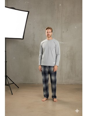 Kly Erkek O.yaka Pijama Takımı Şık Tasarım Konforlu Uyku %100 Pamuk