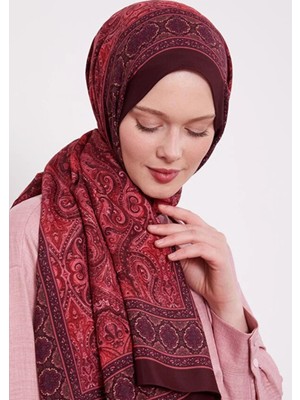 Levidor Kırmızı Hint Desen Royal Şal