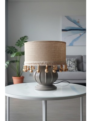 Lora Modern Tasarım Kumaş Başlıklı Abajur