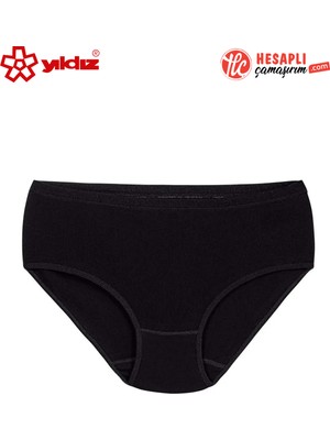 Yıldız Çamaşır Yıldız 3581 Kadın Siyah %100 Pamuk Biyeli Yüksek Bel Bato Külot