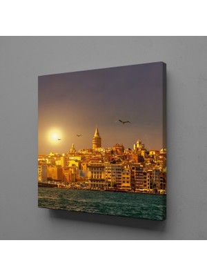 Technopa AKŞAM ÜSTÜ GALATA KULESİ KANVAS TABLO - 110x110cm