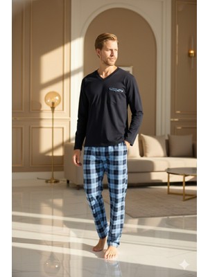 Kly %100 Pamuk Yeni Sezon Erkek Lüx Tasarım V.yaka Pijama Takımı