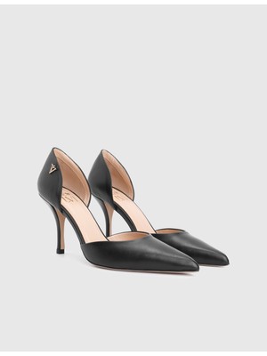 İLVİ Melina Hakiki Deri Siyah Kadın Topuklu Ayakkabı