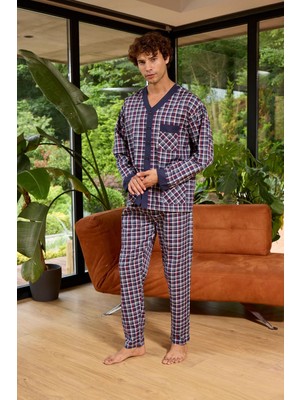 Kly Erkek V Yaka Boydan Dümeli Pijama Takımı