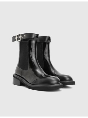 İLVİ Terro Hakiki Rugan Deri Siyah Kadın Bot