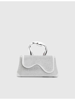 İLVİ Barya Taşlı Gümüş Renk Kadın El Çantası