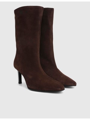 İLVİ Jalen Hakiki Süet Deri Kahverengi Kadın Topuklu Bot