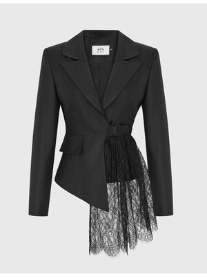 İLVİ Moche Dantelli Siyah Kadın Ceket