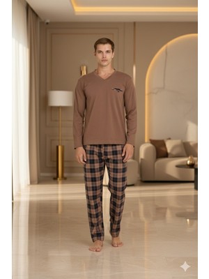 Kly %100 Pamuk Yeni Sezon Erkek Lüx Tasarım V.yaka Pijama Takımı