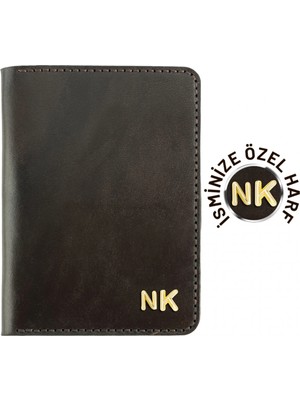 Indispensablely Isme Özel Pasaport Kilifi - Ti̇esto Deri̇ - AK02001 - Koyu Kahverengi̇