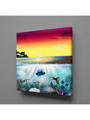 Technopa DENİZDE RENKLİ BALIKLAR KANVAS TABLO - 25x25cm