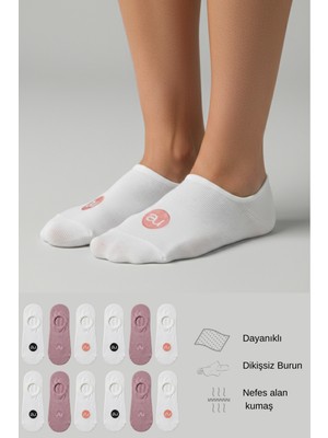 Allunique Penye Pamuk 12'li Koyu Pembe Asorti Görünmez Sneaker Çorap