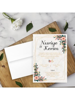 Seyhan Davetiye Beyaz Zarflı Davetiye Düğün - Nişan - Kına - Nikah (500ADET)