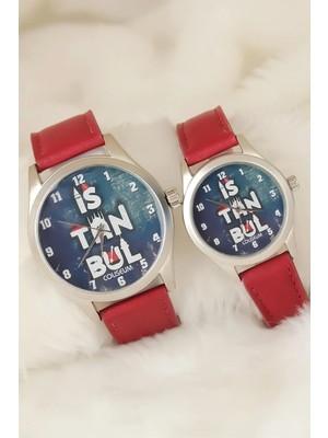 Indispensablely Bordo Renk Deri̇ Kordonlu Istanbul Tasarimli Sevgi̇li̇ Saatleri̇