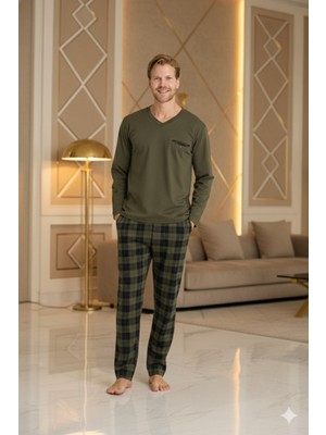 Kly %100 Pamuk Yeni Sezon Erkek Lüx Tasarım V.yaka Pijama Takımı