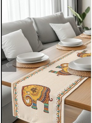 HM Polisaj Bohem Fil Seremonisi Dijital Baskılı Runner Kumaş 40*140CM