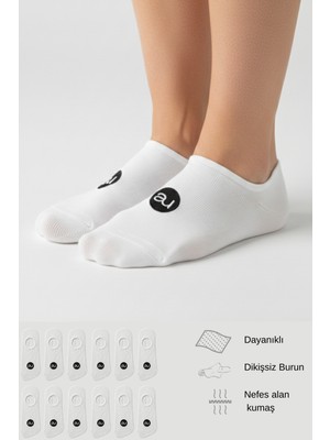Allunique Penye Pamuk 12'li Beyaz Görünmez Sneaker Çorap