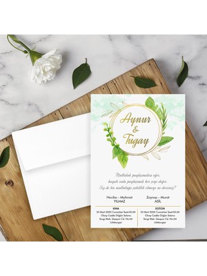 Seyhan Davetiye Beyaz Zarflı Davetiye Düğün - Nişan - Kına - Nikah (500ADET)