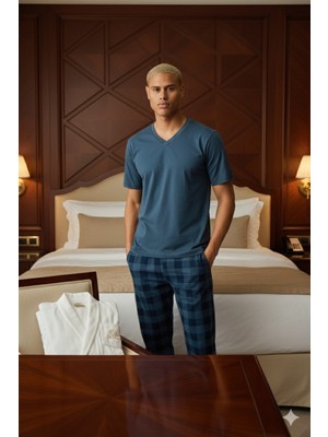 Kly Yeni Sezon Büyük Beden V.yaka Lüx Tasarım Pijama Takımı
