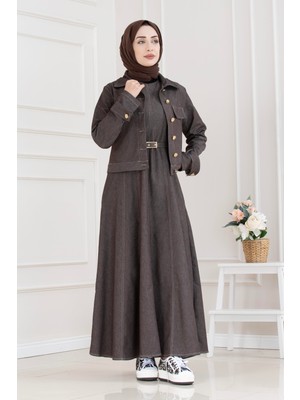 Sevitli Kolu Apoletli Kot Jile Ikili Takım-Kahverengi