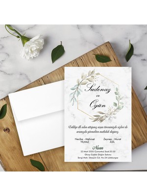 Seyhan Davetiye Beyaz Zarflı Davetiye Düğün - Nişan - Kına - Nikah (500ADET)