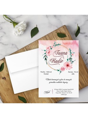 Seyhan Davetiye Beyaz Zarflı Davetiye Düğün - Nişan - Kına - Nikah (500ADET)