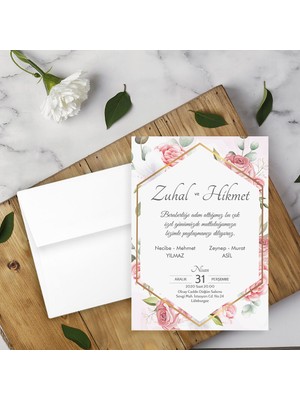 Seyhan Davetiye Beyaz Zarflı Davetiye Düğün - Nişan - Kına - Nikah (500ADET)