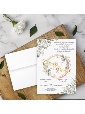 Seyhan Davetiye Beyaz Zarflı Davetiye Düğün - Nişan - Kına - Nikah (500ADET)