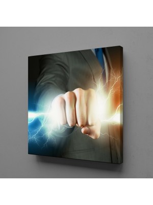 Technopa MAVİ TURUNCU ELEKTRİK KANVAS TABLO - 180x180cm
