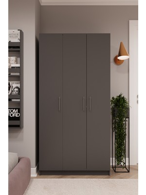 Asra Trend Lüks 3 Kapaklı Gardırop %100 MDF Askılı Çok Amaçlı Düzenleyici Elbise Dolabı G-07