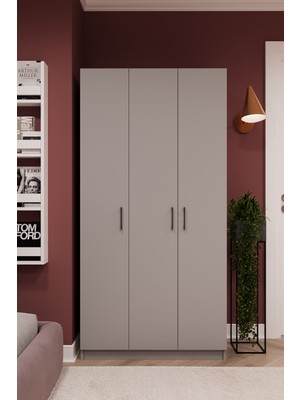 Asra Trend Lüks 3 Kapaklı Gardırop %100 MDF Askılı Çok Amaçlı Düzenleyici Elbise Dolabı G-07