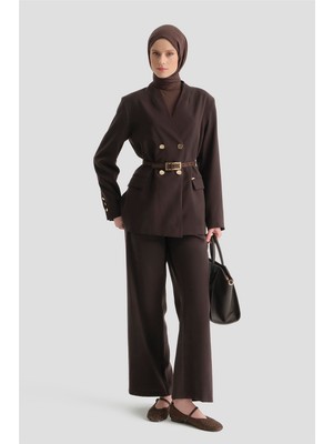 Armine Blazer Kupra Takım Acı Kahve