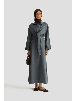 Armine Lyocell Gömlek Elbise Takım Indigo