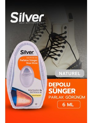 Silver Naturel Deri Ayakkabı Parlatma Temizleme ve Bakım Süngeri Depolu 6 ML