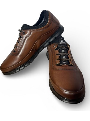 Zueofficial Hakiki Deri Erkek Günlük Ayakkabı Kahverengi – Outdoor Tabanlı, Ortopedik, Kaymaz Casual Model