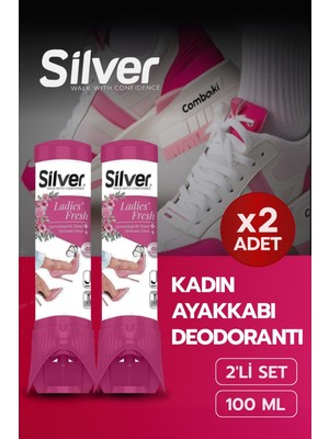Silver 2 Adet Kadın Ayakkabı Deodorantı Koku Giderici Önleyici 100 ml Ladies Fresh Çekecek Hediyeli