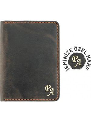 Indispensablely Isme Özel Pasaport Kilifi - Crazy Deri̇ - AK02002 - Kahverengi̇