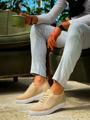 Indispensablely KB-101 Kuback Bej Tri̇ko Bağcikli Günlük Erkek Ayakkabi